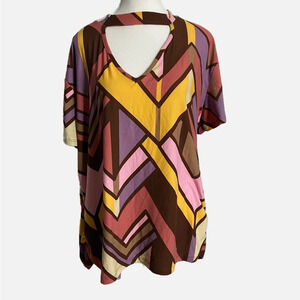 Lexington Avenue Multicolored Striped Retro Short‎ Sleeve Shirt